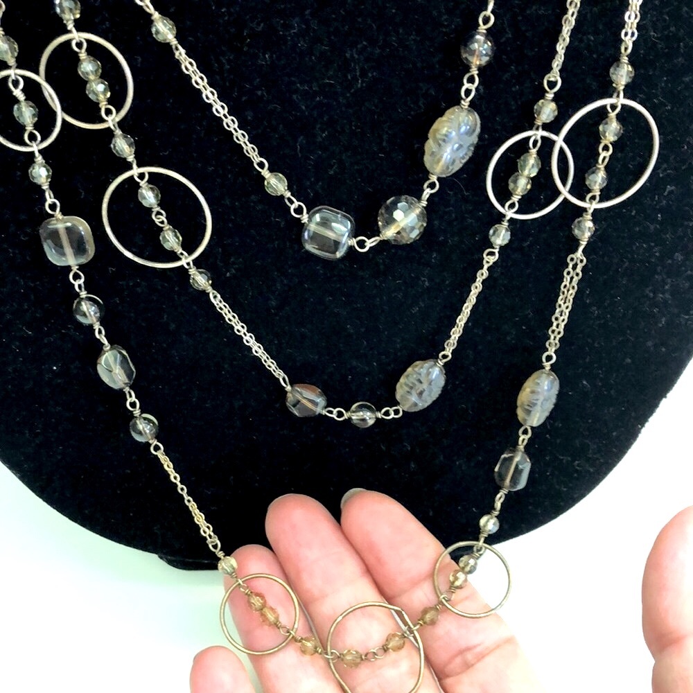 GOLD CHAIN NECKLACE FEATURING NATURAL GEMSTONES AND CIRCULAR ACCENTS • 926 GOLD